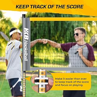 Haokelball Professional Badminton Net Set, Badminton Sets for Backyards with Net Tension Adjuster, Badminton Rackets Set of 4, 4 Nylon Badminton Shuttlecocks and Carry Bag