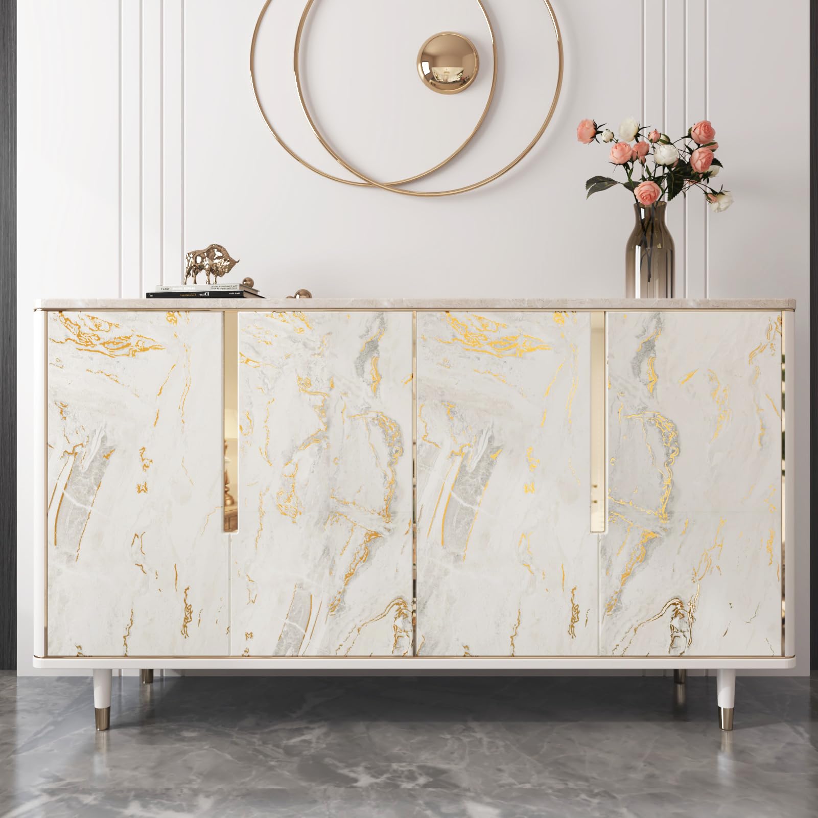 Marmor Klebefolie Grau-Gold - Selbstklebend Für Küche & Möbel 60x300cm