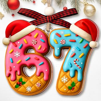 67 Ornament Donut 6 7 Christmas Ornament Funny Christmas Ornaments 67 Meme Gag Gifts for Kids, Girls Trendy Stocking Stuffers for Teens Acrylic 6 7 Trending Ornaments Decorations 2025