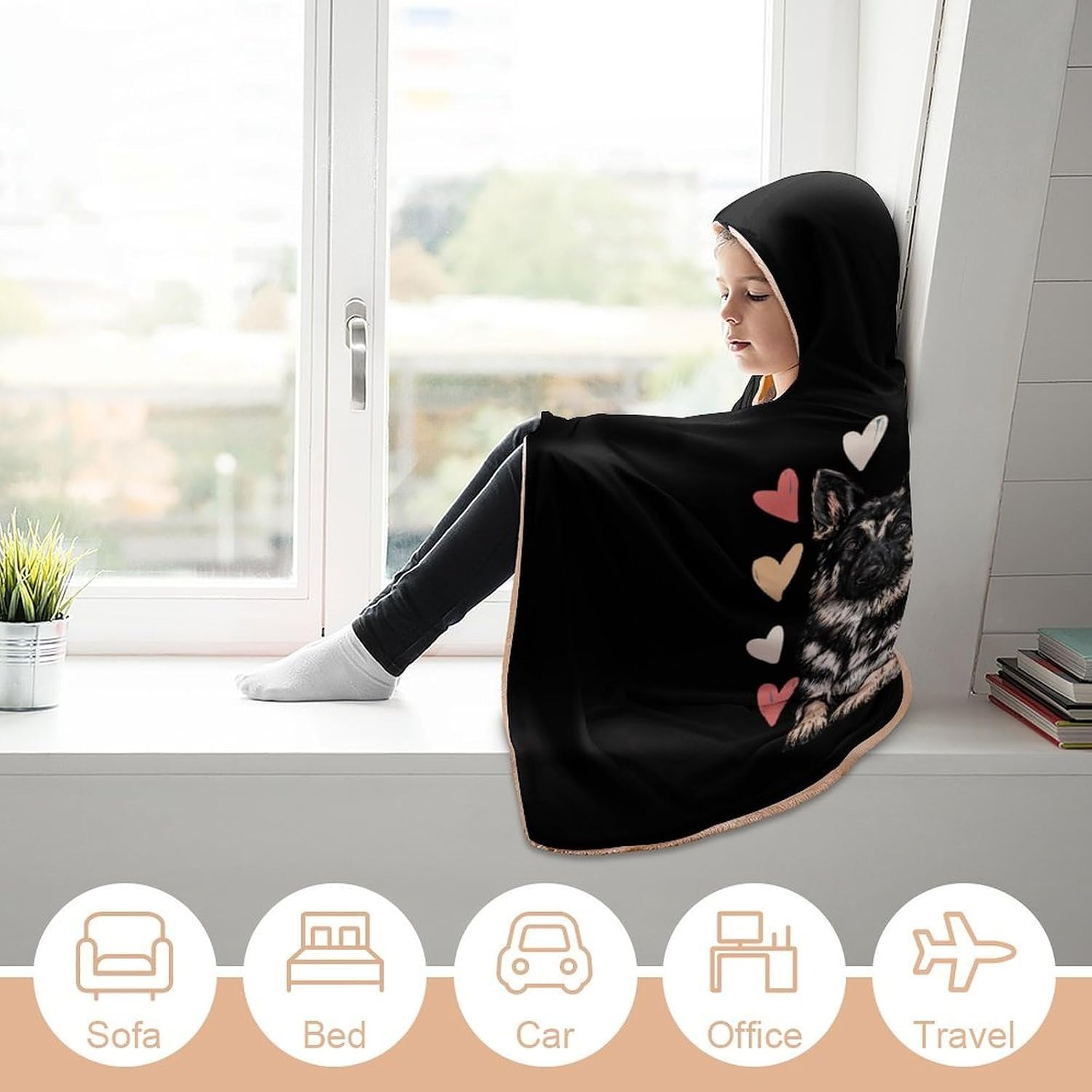German Shepherd Dog Mom Wearable Blanket Oversized Throw Cape | Cozy Hooded Blanket Gifts for Women Men