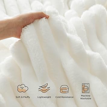 بطانية Bedsure Throw للأريكة،أخضر حكيم وأبيض، 50x70 و50x60