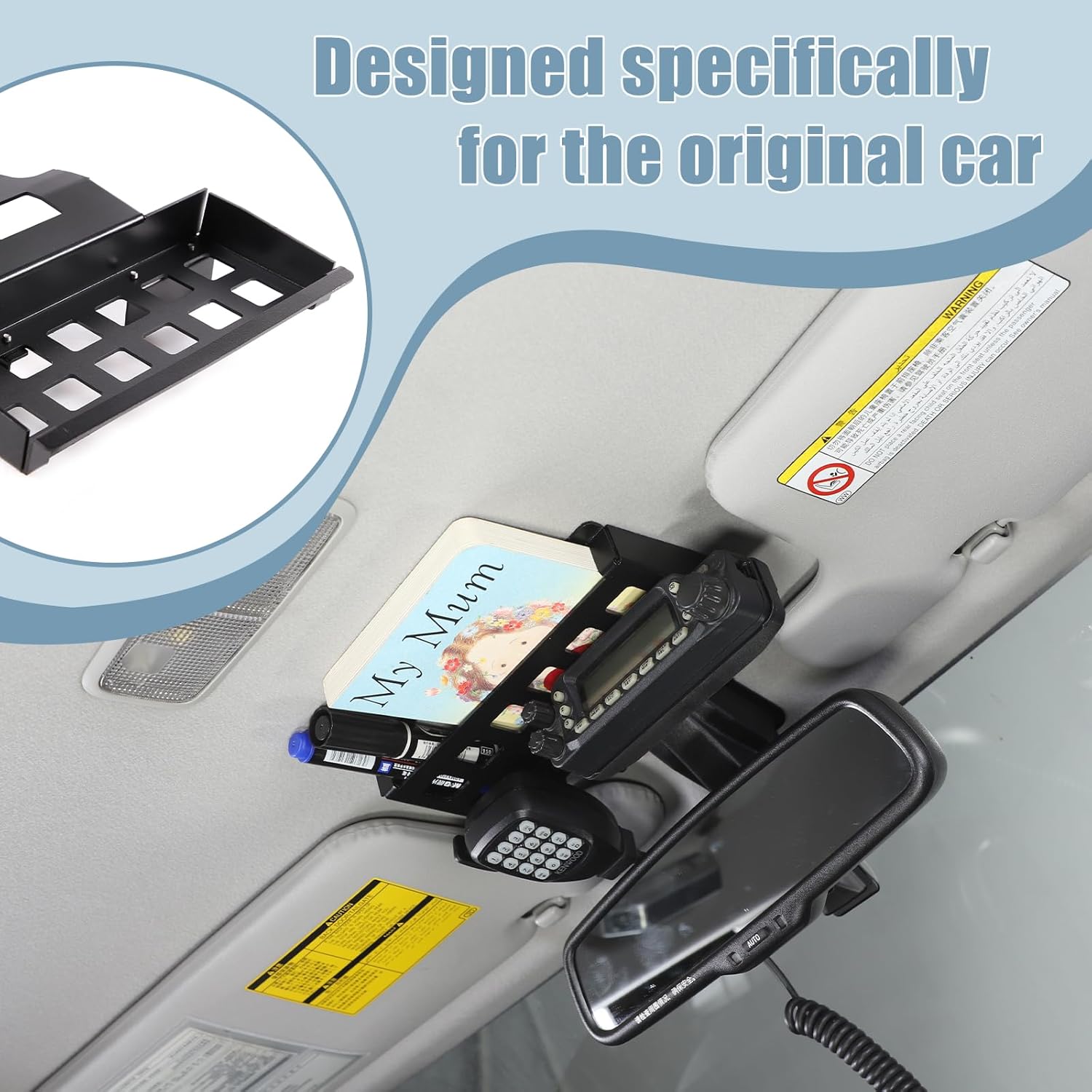 LLKUANG Rearview Mirror Storage Rack for Toyota FJ Cruiser 2007-2021 Aluminum alloy Car Inner Rearview Mirror Multifunctional Storage Frame(Left hand drive)