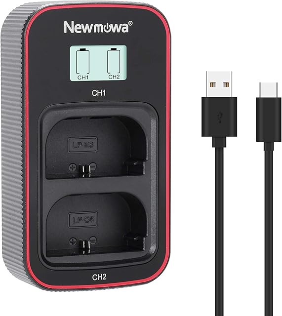 Newmowa Smart LCD Display Dual USB Charger for Canon LP-E6,LP-E6N and Canon EOS 5DS R, EOS 5DS, EOS 5D Mark IV, EOS 5D Mark III, EOS 5D Mark II, EOS 6D, EOS 7D, EOS 7D Mark II, EOS 60D, EOS 60Da
