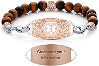 Vista 1 de Pulseras de alerta médica para mujeres y hombres, pulsera de identificación médica personalizada, 7 chakras con cuentas de emergencia, pulsera