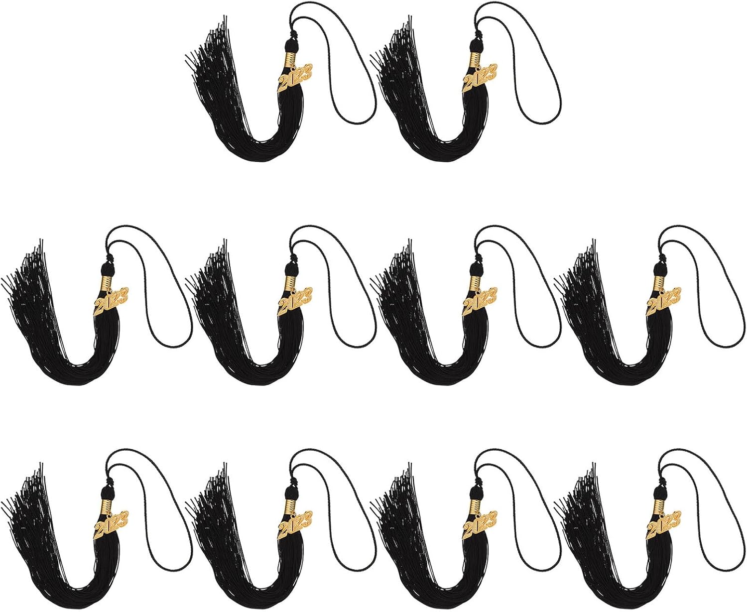 10pcs Black Graduation Cap Tassels with 2023 Year Pendant, Academic Hat Tassel Decorations for Graduation Ceremony Accessories