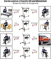 Vista 7 de Silla de transferencia de pacientes para el hogar, ayuda de transferencia de pacientes, silla de ruedas de altura ajustable, elevador de silla