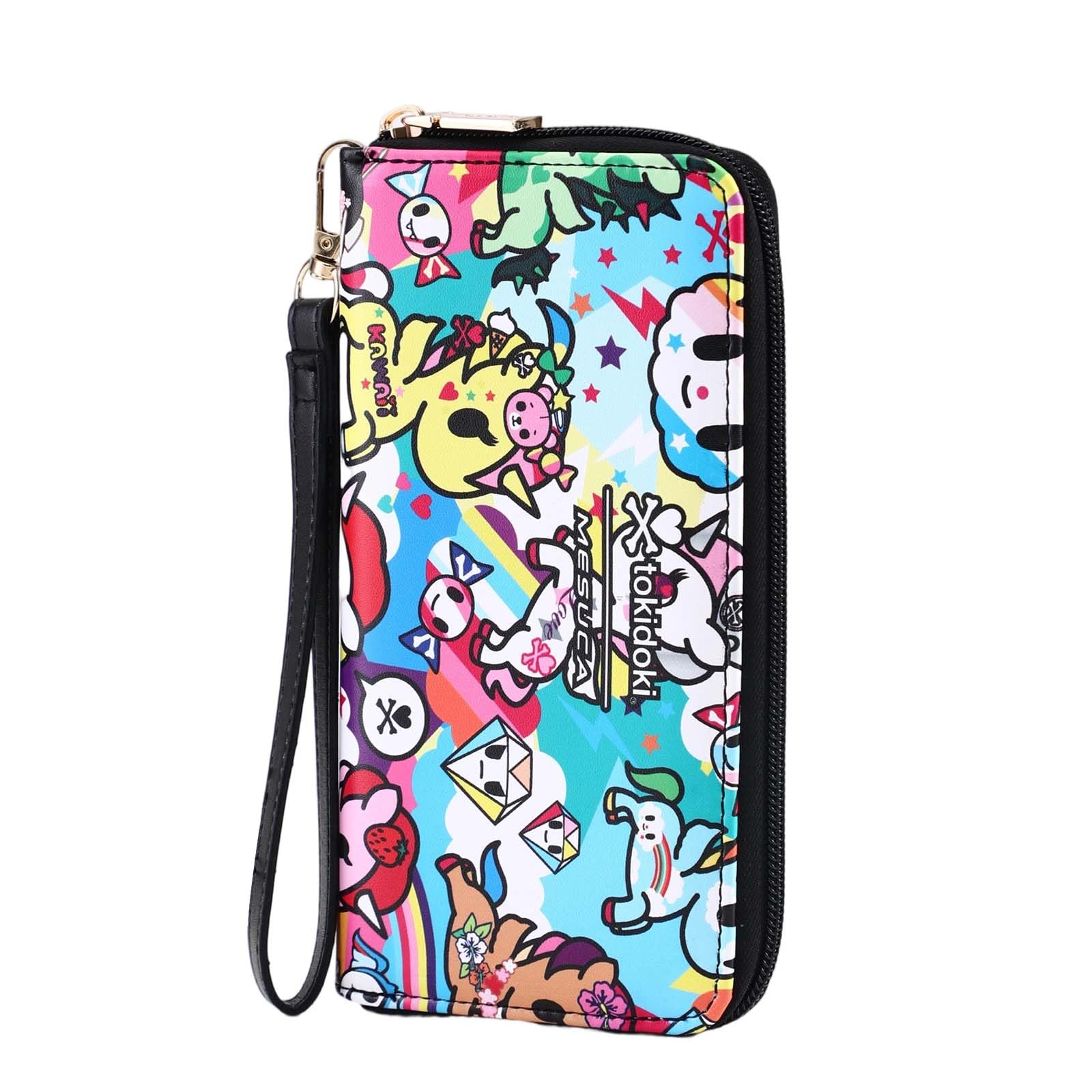 Tokidoki Cute Wallet for Women, Wristlet Clutch Purse with Coin Pouch, Zipper Leather Card Holder & Phone Wallet
