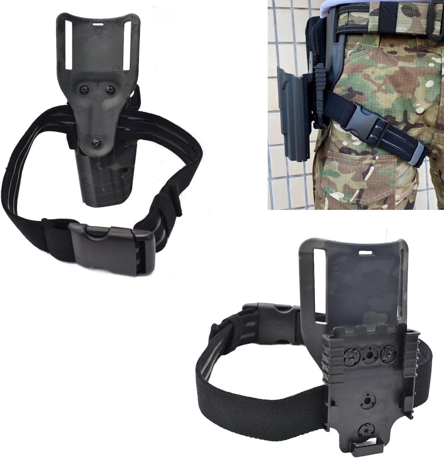 Airsoft Drop Leg Platform and Right Handed Holster Tactical Thigh Mount Platform Drop Leg Holster Panel with Adjustable Belt & Thigh Straps