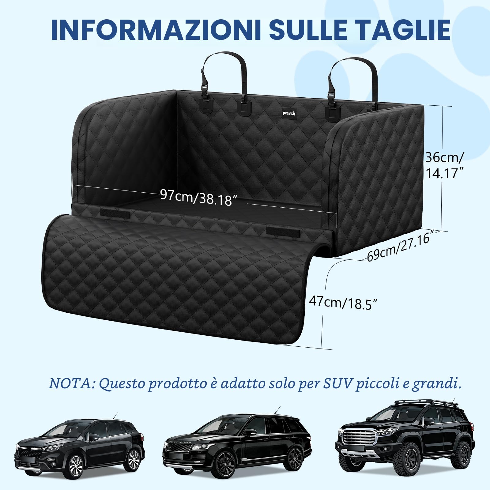 Pecute Telo Auto per Cani Protezione Bagagliaio Copertura, Protezione anticollisione in spugna, Telo Cane Auto Bagagliaio per SUV