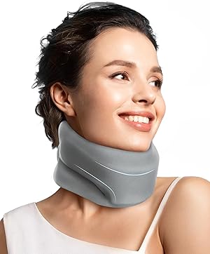 BETOVIN Nackenstütze gegen Nackenschmerzen, Weiche & Verstellbare Halskrause für Schlafen, Neck Support zur Unterstützung der Halswirbelsäule Druckentlastung, für Frauen und Männer(Grau, M)