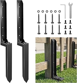 Sakerplus Fence Post Repair Kit, Heavy Duty Metal Fence Post Anchor Stake, No-Dig Ground Spike for Leaning/Broken Wood & Metal Posts, Fits 4x4 6x6 Posts, 2-Pack