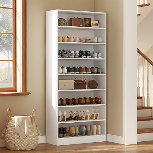 Miniatura 9 de Armario para zapatos, 9 niveles, 40-45 pares de madera resistente, gabinete independiente de almacenamiento de zapatos, gabinete de zapatos de 70.8