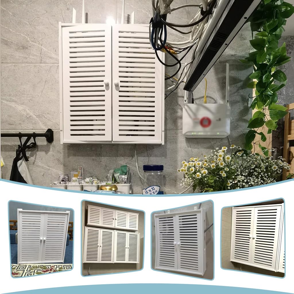 Wandmontiertes Schwimmendes Regal Routenregal-Aufbewahrungsbox Multimedia-Schaltanlagen-Dekorbox Für Elektrobox Set-Top-Box-Rack (Color : Weiß, Size : 42x10x50cm)