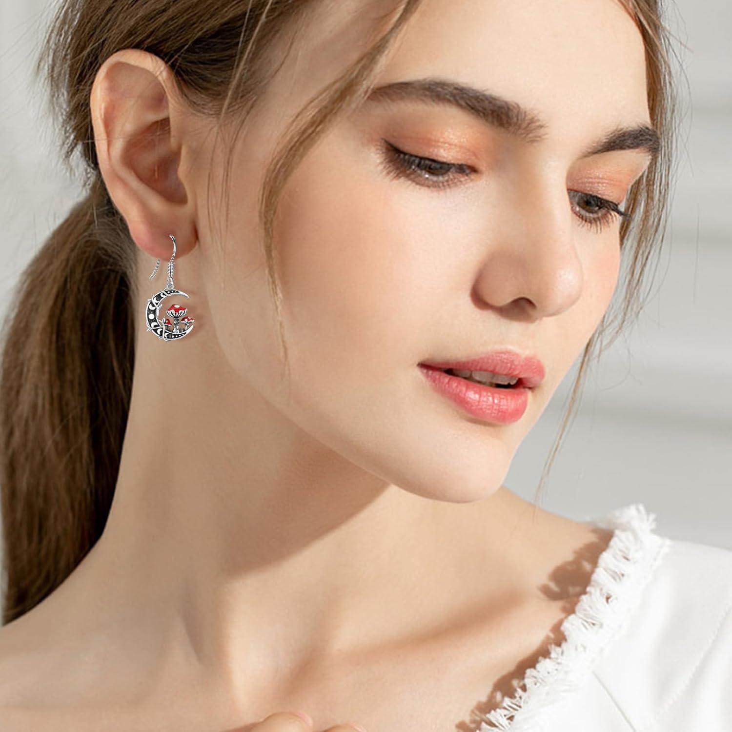 TRISHULA 925 Sterling Silver Moon Earrings Cat/Dolphin/Fox/Dragonfly Dangle Earrings Moon Phase Animal Earrings for Women Mom Gifts for Birthday Christmas - Image 3