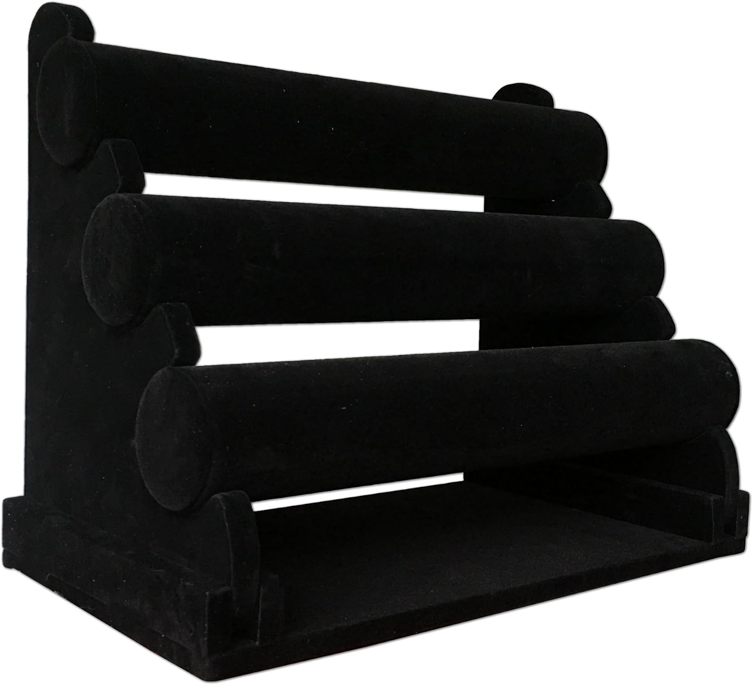 Sodynee® Velvet Triple Tier Necklace Jewelry Bangle Bracelet Organizer Holder Display Stand, Black