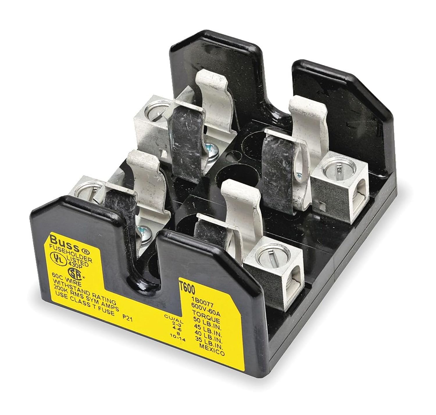 Fuse Block, Industrial, 60A, 2 Pole