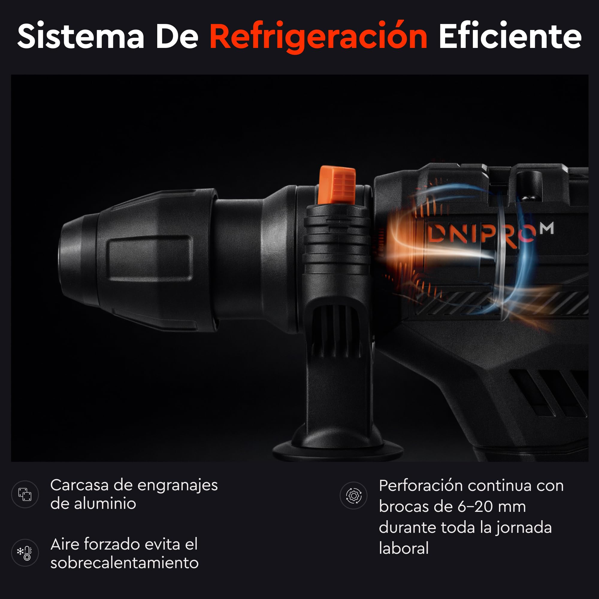 Martillo Perforador SDS Plus 1650W 5,5J, Taladro Percutor Profesional 4 Modos, Velocidad Variable, Sistema Antivibración, Embrague de Seguridad R-Control, Ø36 mm Hormigón, Cable 4 m, BH-20