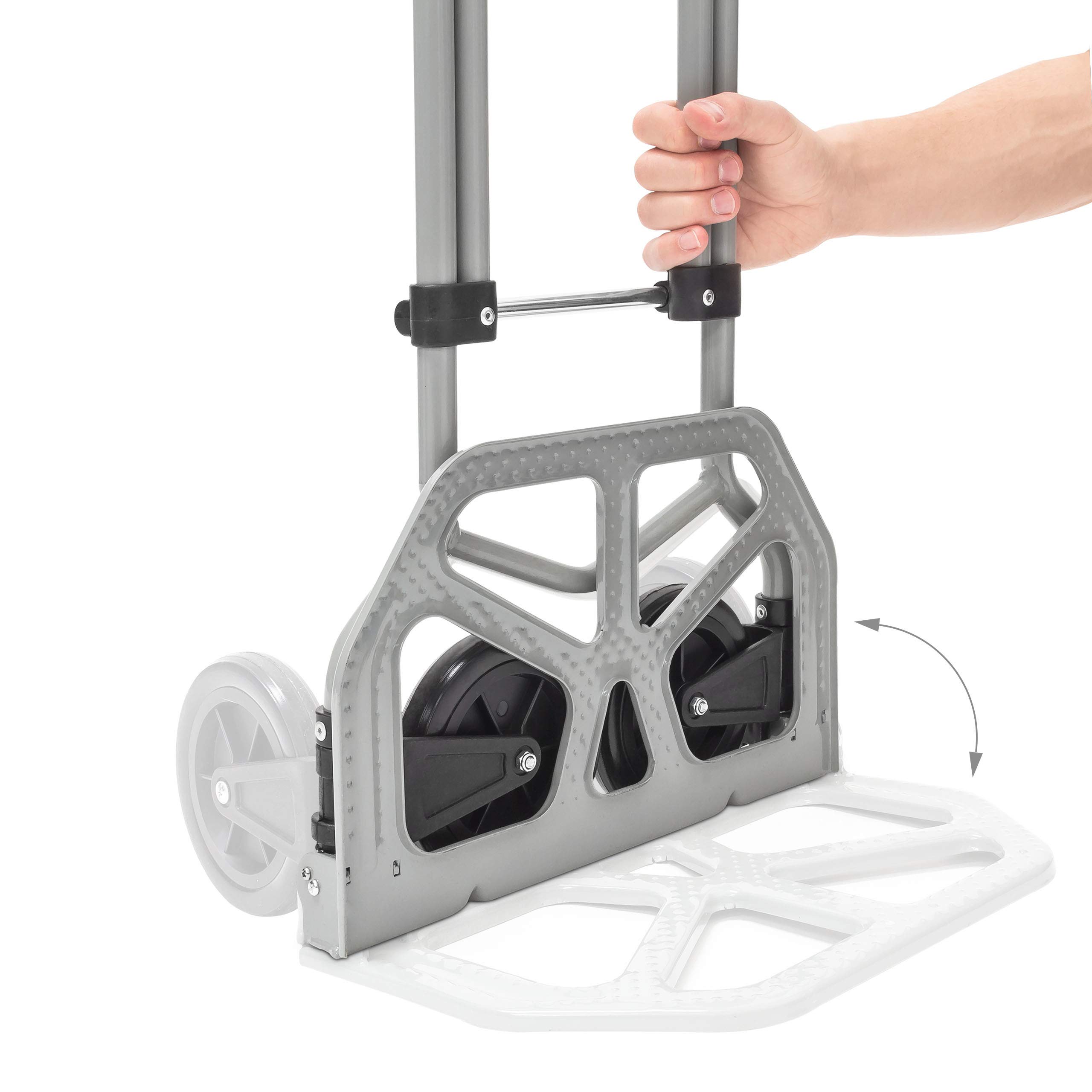 Relaxdays Carrello Portapacchi, Pieghevole, Carico fino a 60 kg, con Manico Allungabile, Trasporto, 96x38x37 cm, Grigio