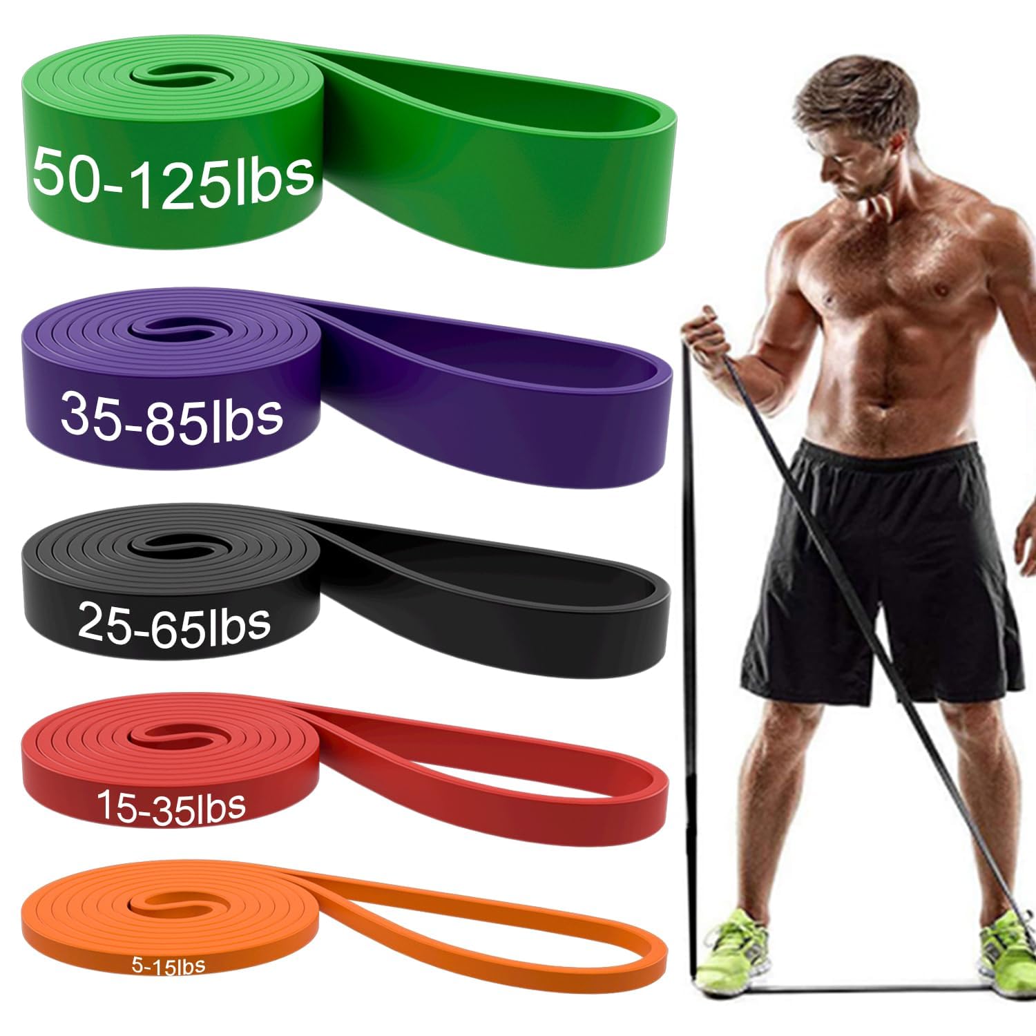 Resistance Bands, Pull Up Assist Bands - Workout Bands, Eexercise Bands, Long Resistance Bands Set for Working Out, Fitness, Training, Physical Therapy for Men WomenResistance Bands, Pull Up Assist Bands - Workout B…