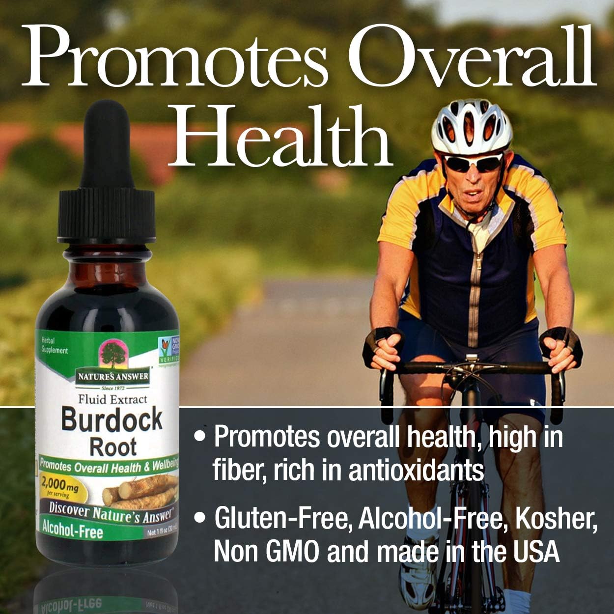Nature's Answer Alcohol-Free Burdock Root 2000mg 1oz Extract | Herbal Supplement | Promotes Overall Wellbeing | Gluten-Free, Non-GMO, Vegan, No Artificial Flavors or Preservatives | Single Count