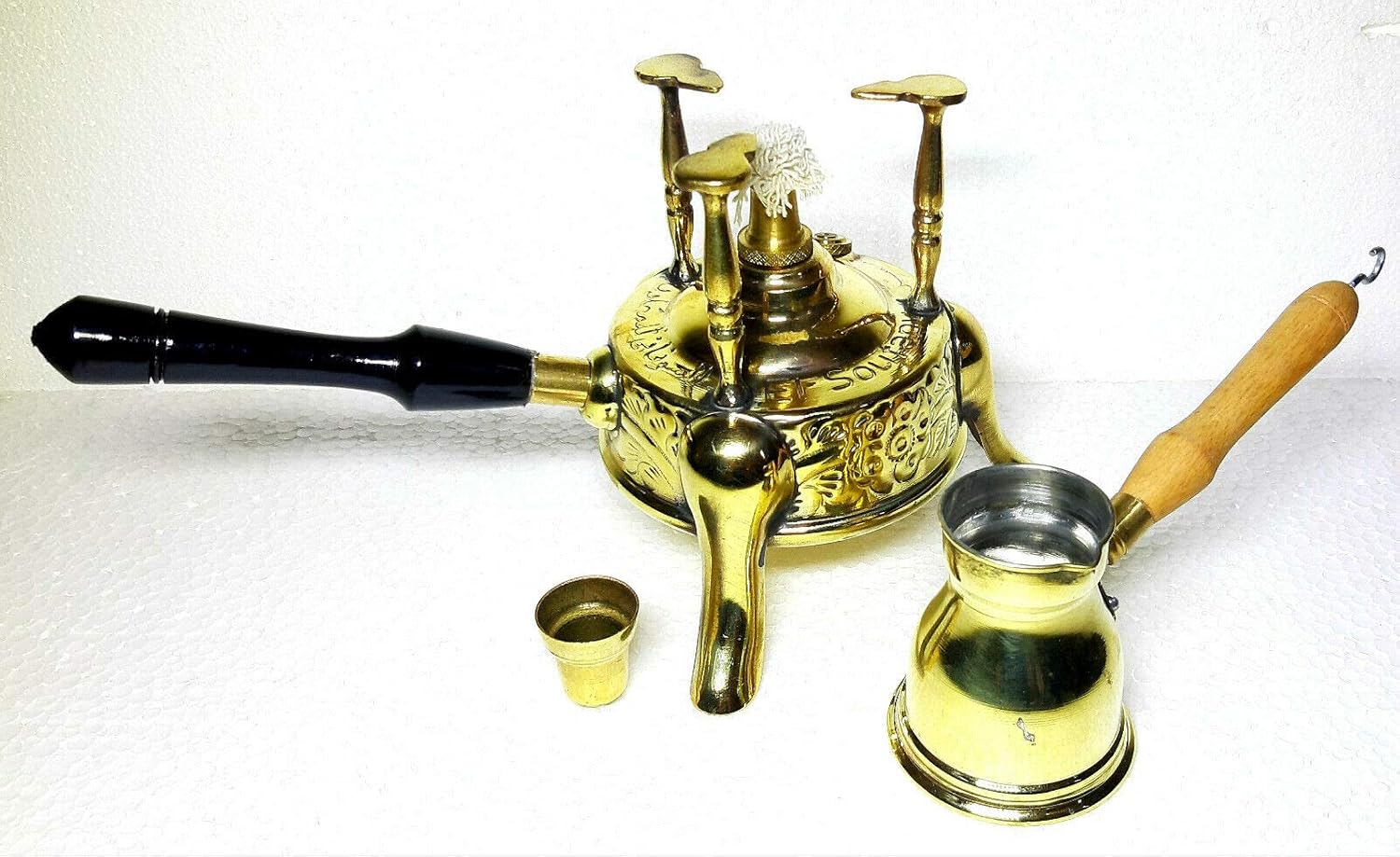 Large Size Brass Turkish Coffee Maker alcohol burner and 1 pot ibrik 73258 Coffee