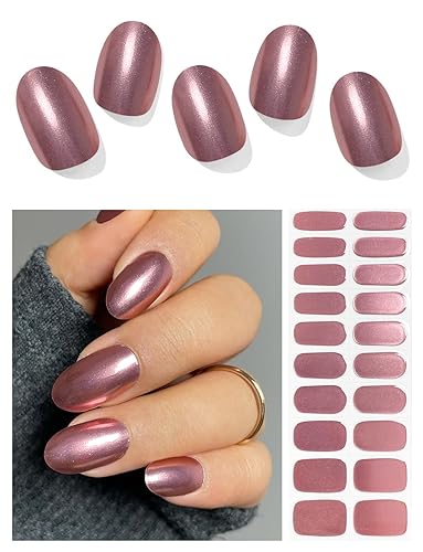 Semi Cured Gel Nail Strips (Glitter Garnet), Red Chrome, Fall,