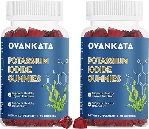 OVANKATA La goma de yoduro de potasio contiene vitamina B6 B12 zinc extracto de raíz de ashwagandha L-tirosina suplemento de yodo de potasio para
