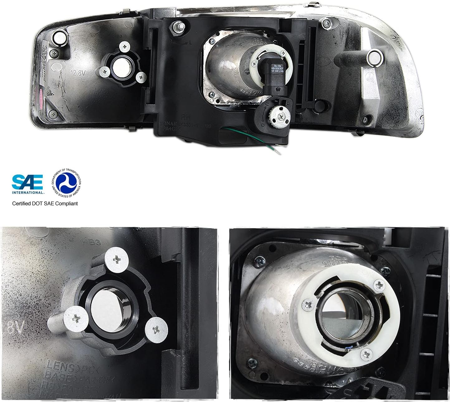 AKKON - For 99-06 GMC Sierra 1500 2500HD 3500 C3 Yukon XL Chrome LED Tube Projector Headlights + LED Bumper Lamp Pair