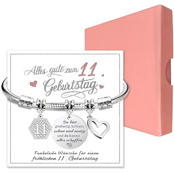 Gift Girls 11 12 Years - Bracelet Birthday Charm Birthday Gifts for Women Girls Gifts for Girls 11 Years Bracelet Teenager Girls for Sister Friend with Pink Gift Box