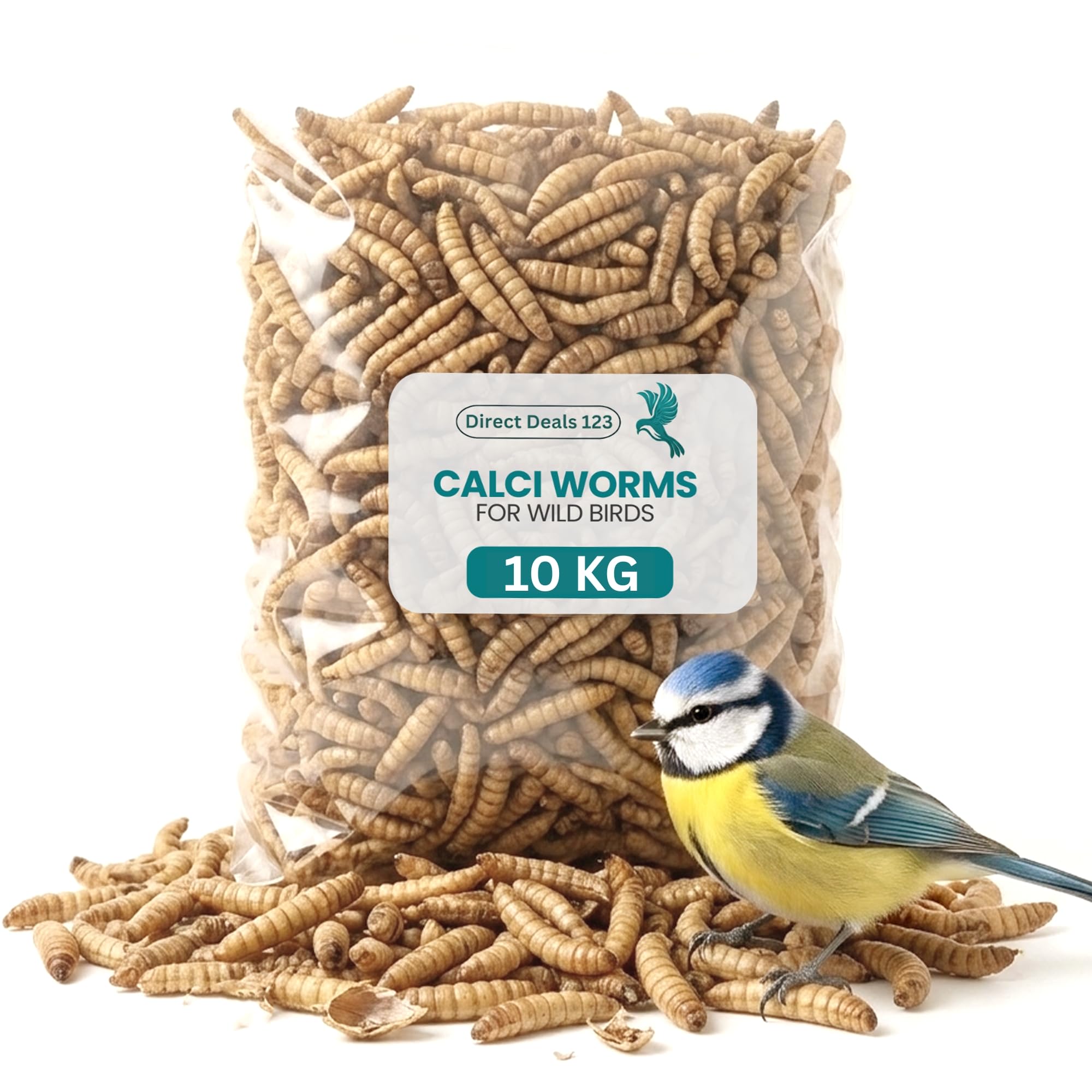 (10 KG) Calci Worms for Wild Bird Food Premium Bird Feed High Calcium Protein Treat for Robins Sparrows Garden Wildlife Natural Energy Boost Dried Worms Mix Pack