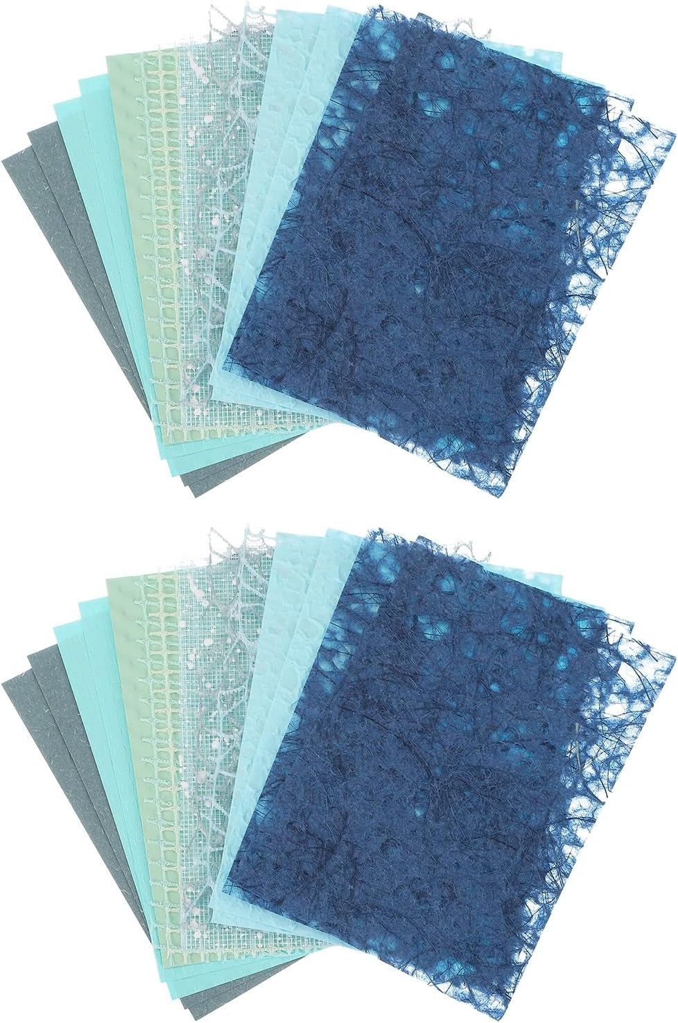 sourcing map 32 Sheets Textured Scrapbook Paper, Mixed Special Paper Mesh Fabric Assorted Set for Scrapbooking Junk Journal Card DIY Materials Collage Card Embellishments Supplies, Blue