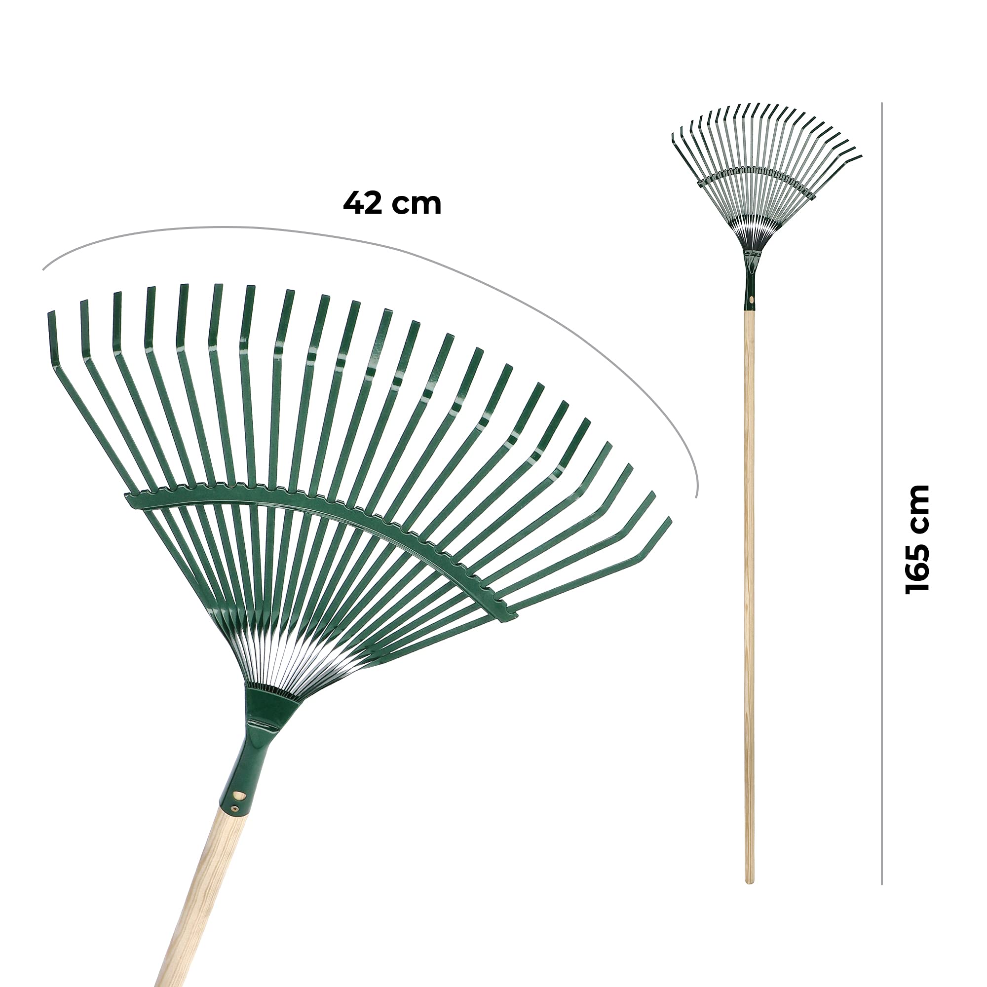 KADAX Rastrillo para Hojas, rastrillo Ajustable con Mango para jardín, césped, cómodo rastrillo de jardín, Compartimentos para Hojas, Escoba para Hojas, (Cinta)