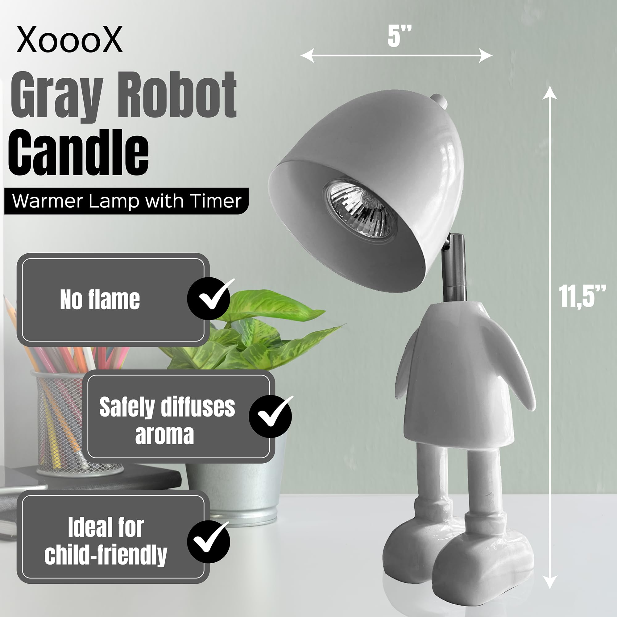 Amazon.com: XoooX Gray Robot Candle Warmer Lamp with Timer - Adult