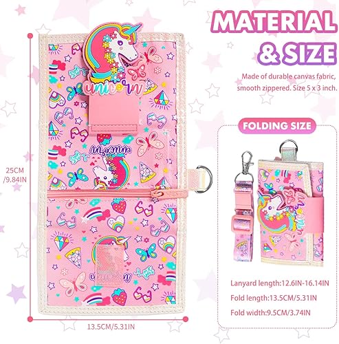 Miniatura 5 de Billetera para niñas de 5 a 6 a 7 a 8 a 9 a 10 a 12 años, diseño de unicornio de dibujos animados con cordón, regalos para niños y adolescentes