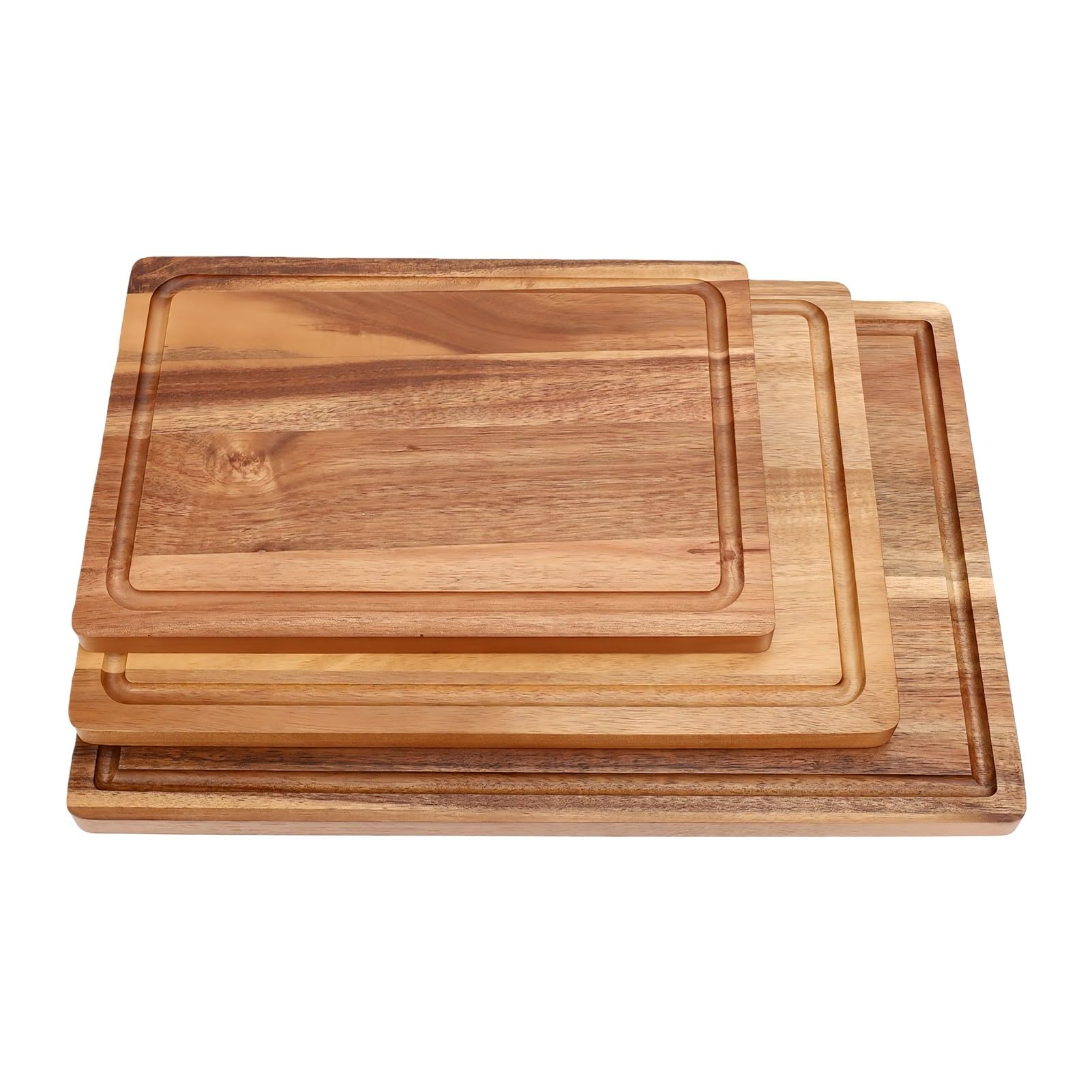 GOWENIC Juego de 3 Tablas de Cortar de Madera Maciza con Soporte de Madera, Tablas de Cortar Embutidos para Cocina, de Servir de de Primera Calidad con Patrones Llamativos, Regalo Ideal para