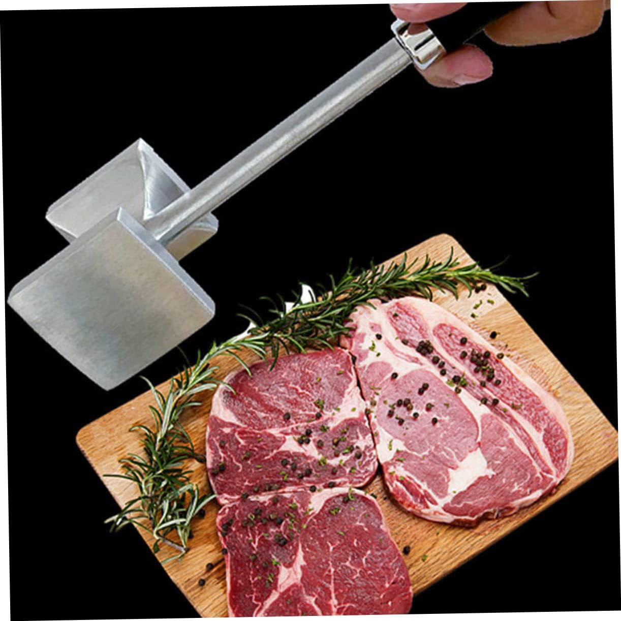 PRETYZOOM 1pc Stainless Steel Meat Tenderizer Hammer Double-sided Beef Mallet Meat Tenderizing Tool for Hanging Storage