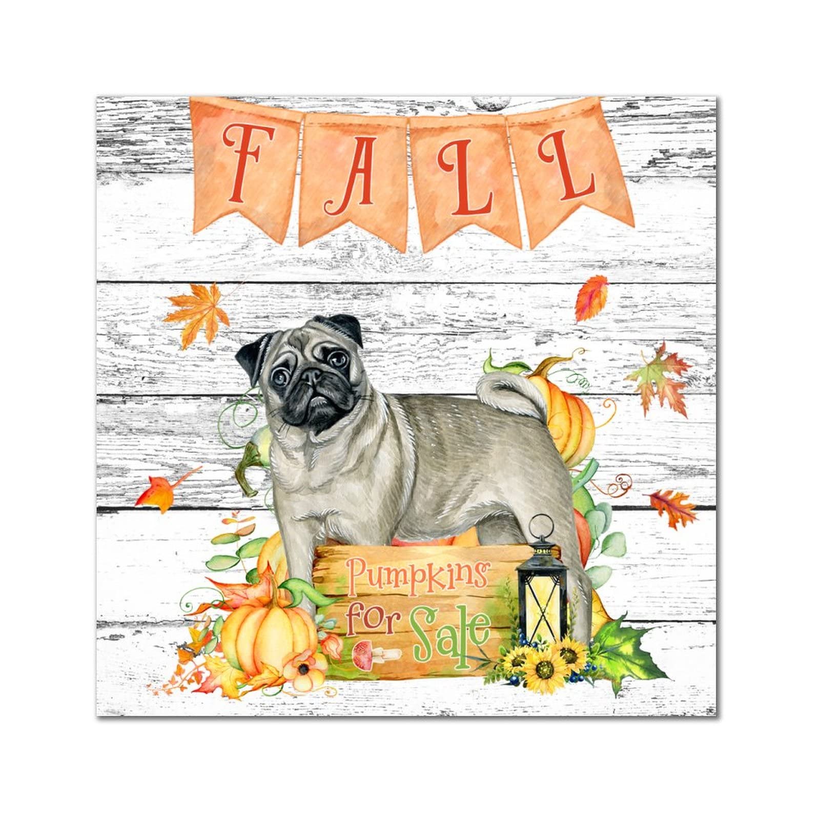 Plaque murale vintage en bois Fall Pumpkins déco rétro cuisine salon maison table