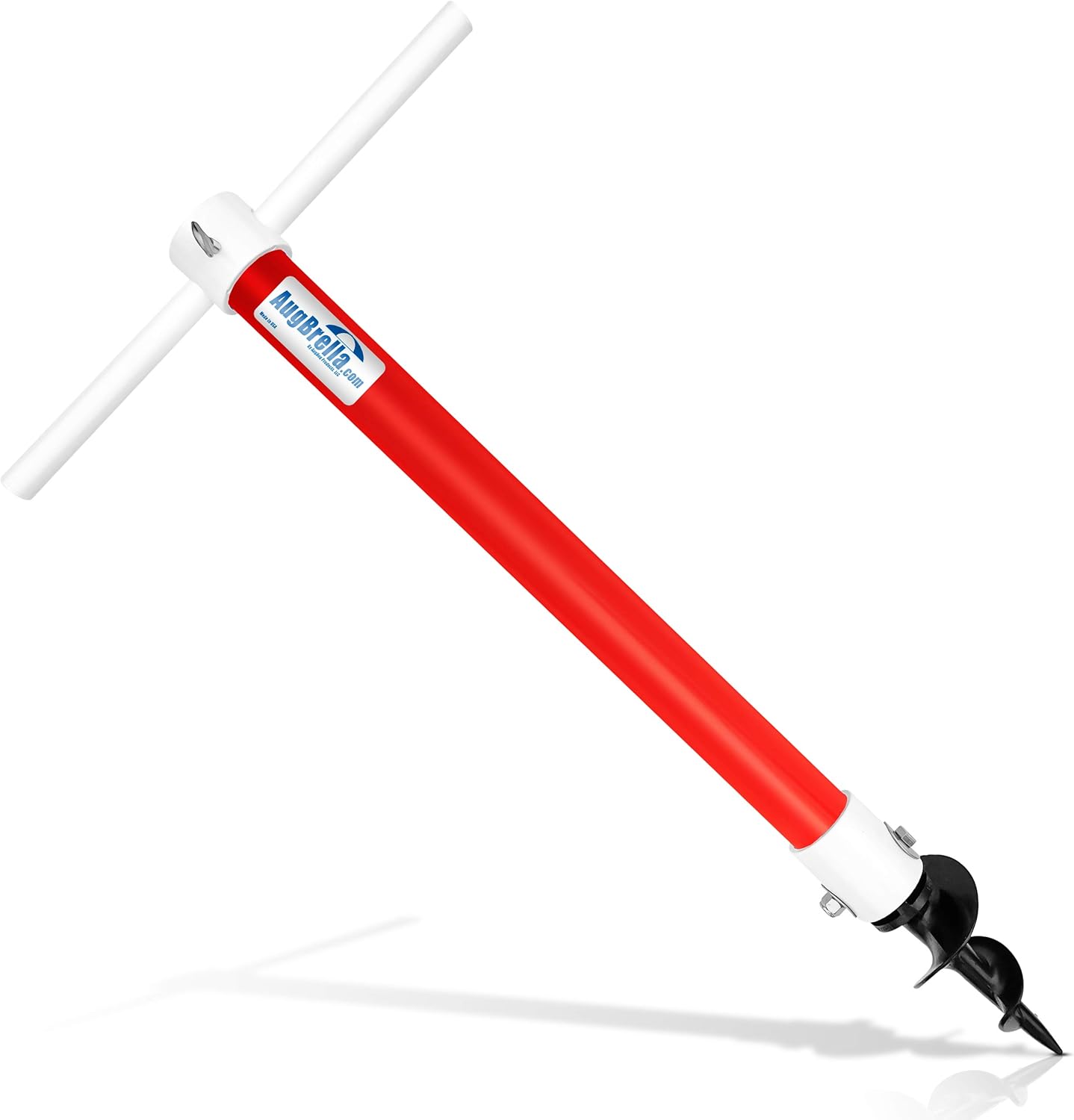 AugHog® AugBrella Commercial-Grade Beach Umbrella Sand Anchor White – Heavy-Duty 31″ Deep Auger with Stainless Steel Hardware – Fits Poles up to 1.6″ – UV & Impact Resistant – Made in USA (Red)