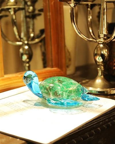 Miniatura 2 de Bdor Figura de tortuga marina de vidrio soplado a mano, pisapapeles, adorno de mar, colección de arte, escultura de vidrio para regalo, decoración