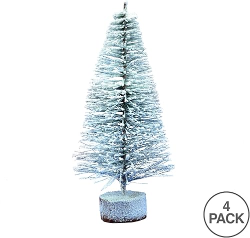 Miniatura 2 de Vickerman Árbol de Navidad artificial de pueblo flocado de 12 pulgadas, sin luz, paquete múltiple de árboles sintéticos cubiertos de nieve,