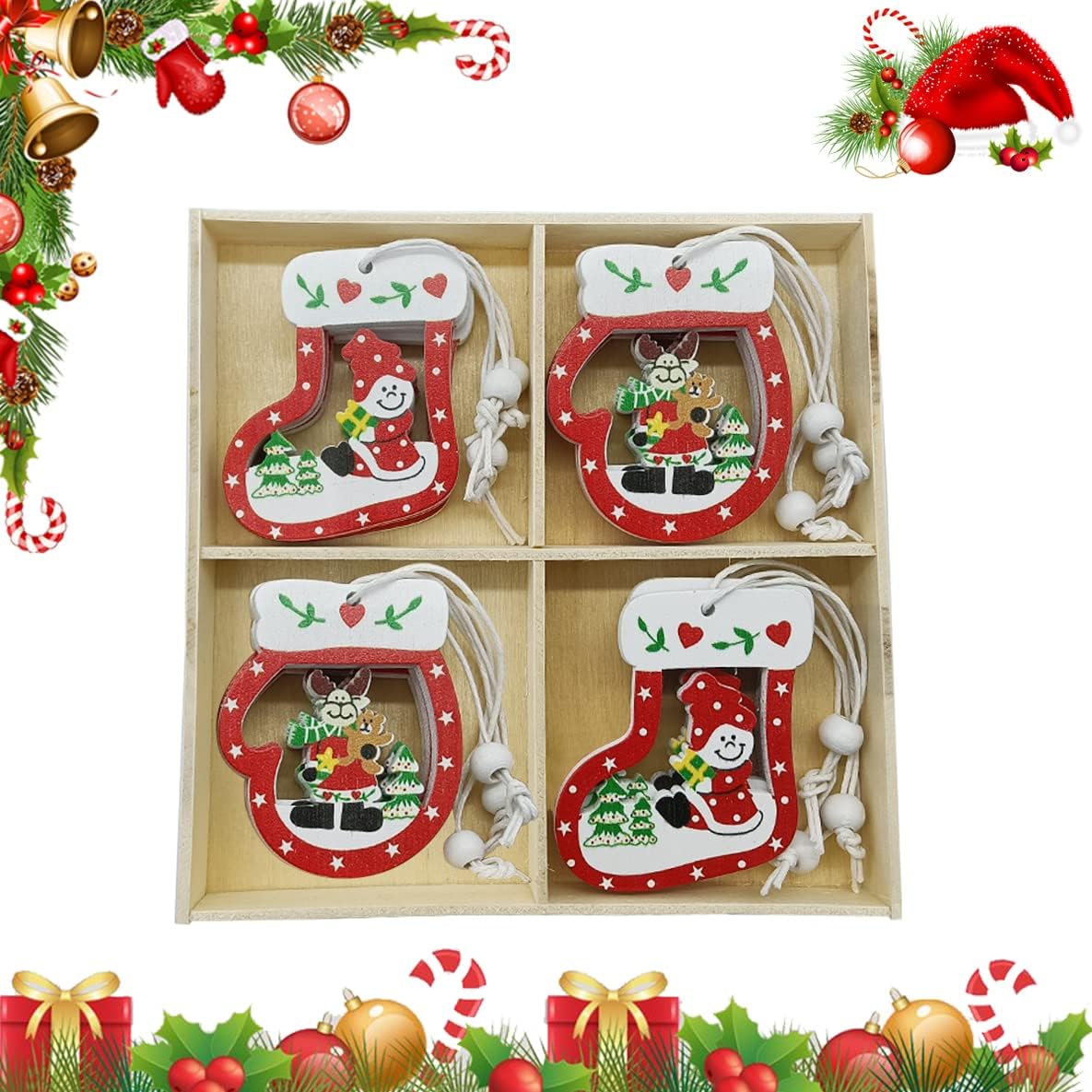 36 Stück Weihnachtsbaum Anhänger Aus Holz - Rustikaler Christbaumschmuck Set