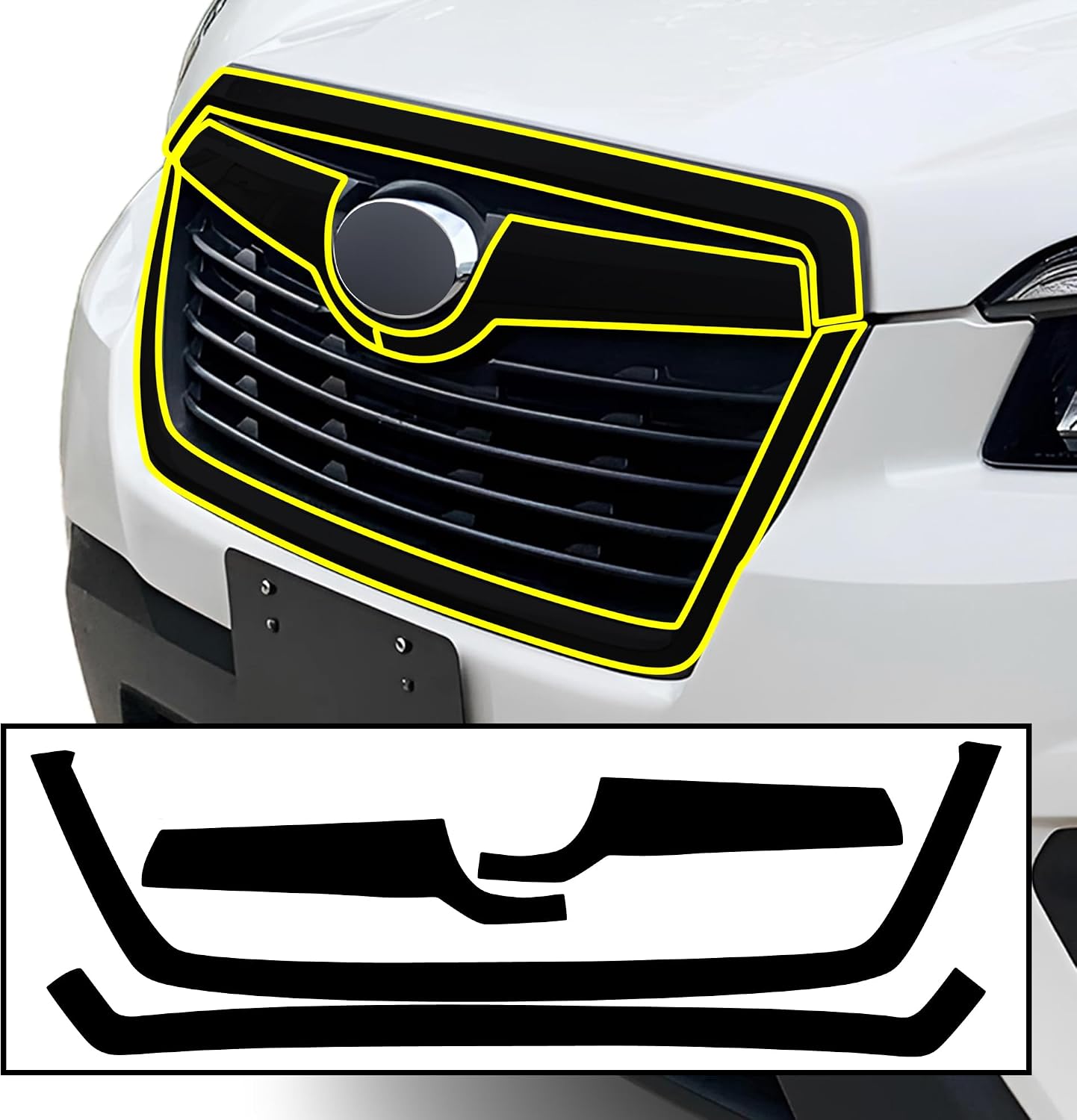 BOGAR TECH DESIGNS for Subaru Forester 2019-2024 Front Chrome Delete – Precut Vinyl Overlay Kit, Gloss Black Blackout Trim