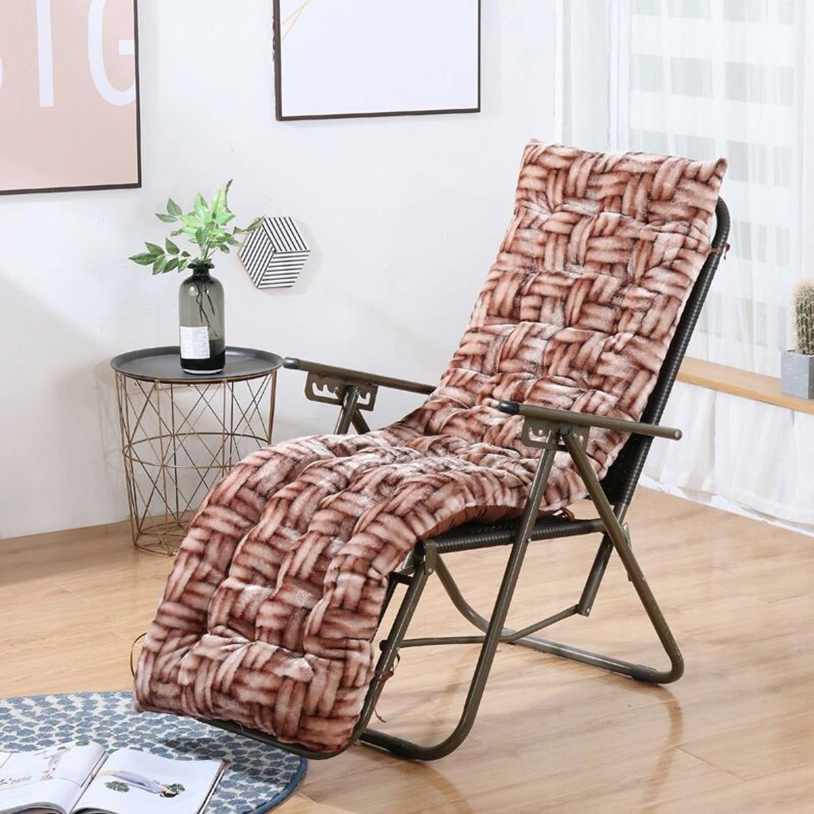 Rimovibile Cuscino Copri Sdraio 48x155cm,Schienale Alto Cuscino Imbottito Cuscini per Sdraio da Giardino,Lavabile Cuscino per Sedile per Giardino Patio Piscina
