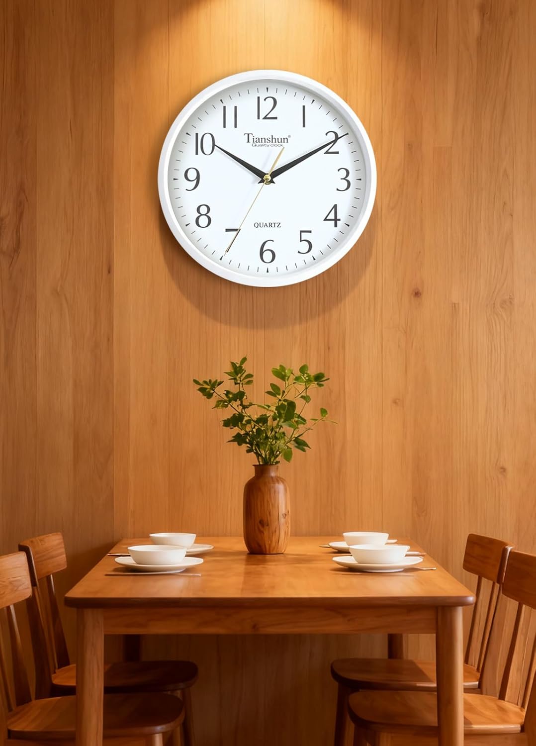 Wall Clock Silent Non-Ticking Battery Operated Small 10 Inch Modern Easy to Read for Living Room Bedroom Kitchen Office Decor (White)