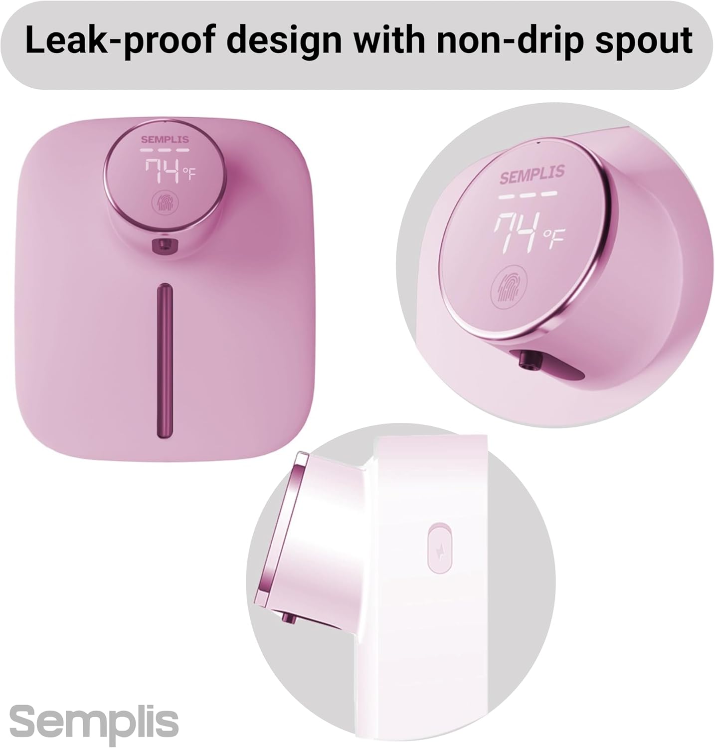 Automatic Foam Soap Dispenser with Digital Display, Compatible with Regular Liquid Soap(Pink) - Image 3