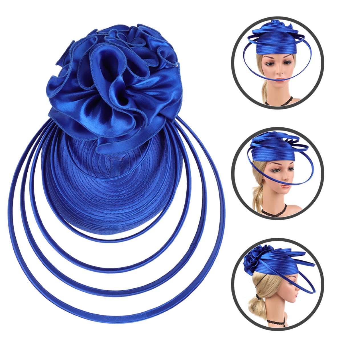 Fascinator Donna Raffinato da Cerimonia Cappello da Sposa Leggero in Poliestere Blu per Banchetti e Party Raffinati Design Sofisticato e Resistente allo Sbiadimento