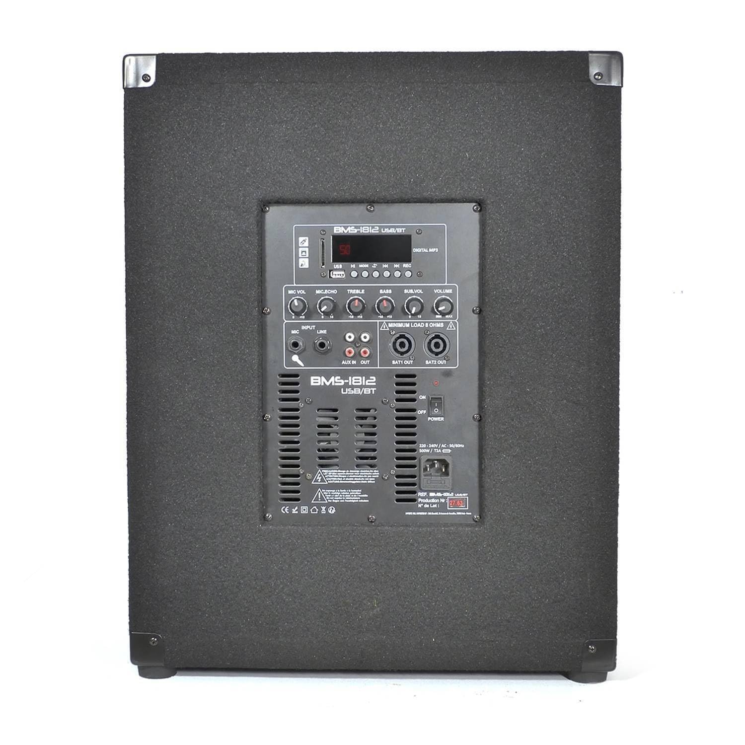 'Pack sono completo bms1812 USB/Bluetooth 2400 W SUB 18 "+ 2 altoparlanti 12 + piedi + cavi + TEL + 3 sixmagic
