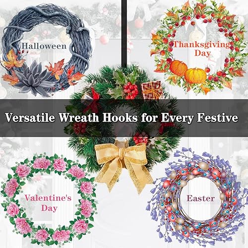 Miniatura 5 de 2 ganchos para corona, ganchos de corona de 12 pulgadas para puerta delantera, interior o exterior, colgador de corona para Pascua, primavera,
