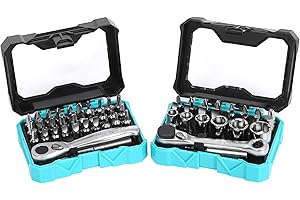 DURATECH 56-Piece Turquoise Mini Ratchet Wrench and Screwdriver Bit Set