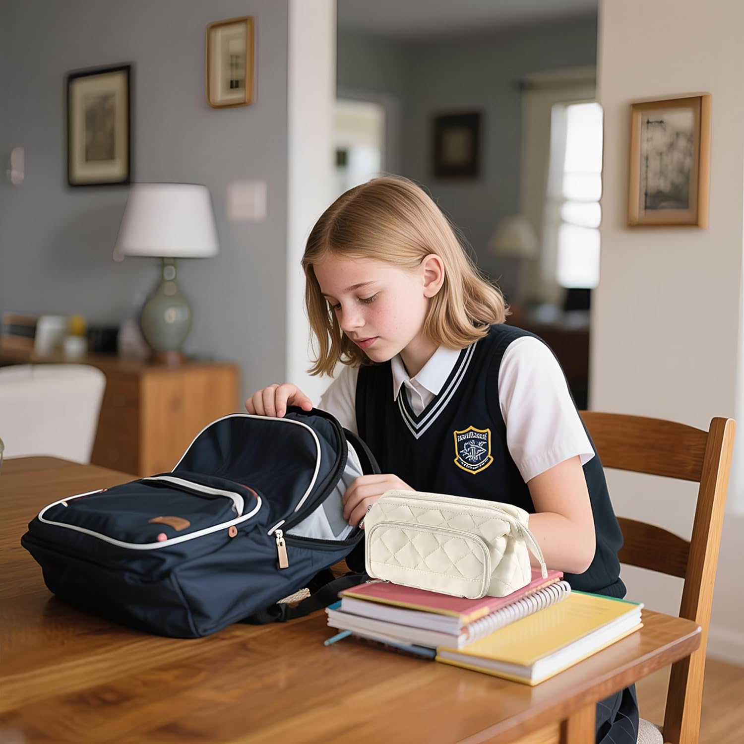 Zannaki Soft Quilted Large Pencil Pouch Organizer with Wide Opening for Boys Girls Teens - Extra Big Capacity Pen Pencil Bag with Zipper, Portable Pencil Case Box for School, College, Cosmetic Gift - Image 7